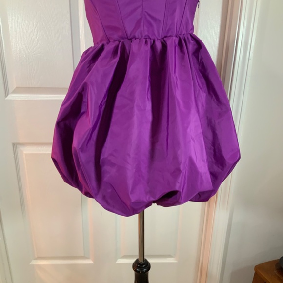 Zara Voluminous Strapless Purple Bubble Skirt Party Mini Dress Size Large - Picture 6 of 12